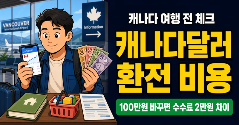 캐나다달러 환전, 100만원 바꾸면 수수료 2만원 차이 날까?