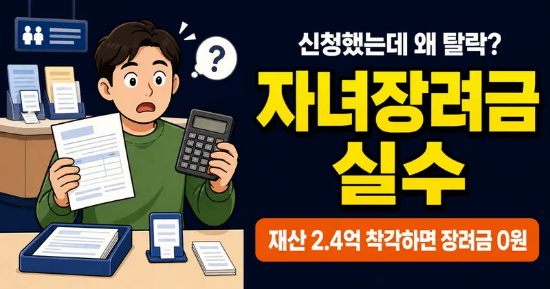 자녀장려금 탈락하는 5가지 실수 - 재산 계산부터 신청 누락까지