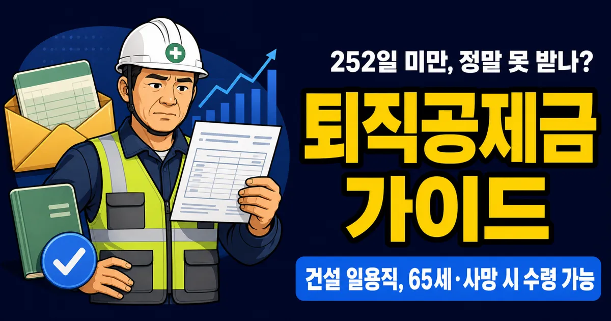 건설근로자 퇴직공제금, 252일 미만이면 못 받나? 예외 2가지와 신청법