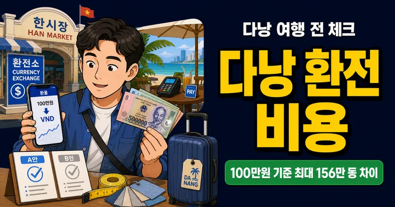 다낭 환전 비용, 100만원이면 156만 동 차이?