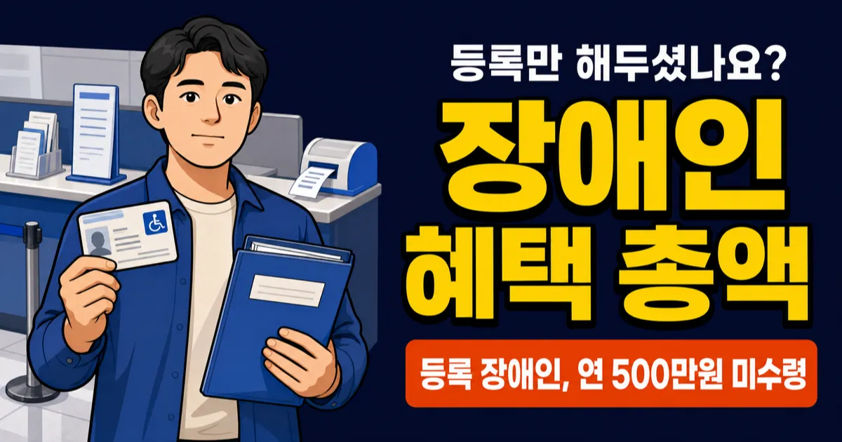 장애인혜택, 등록만 하고 연 500만원 넘게 놓치고 있진 않나요? 2026년 기준