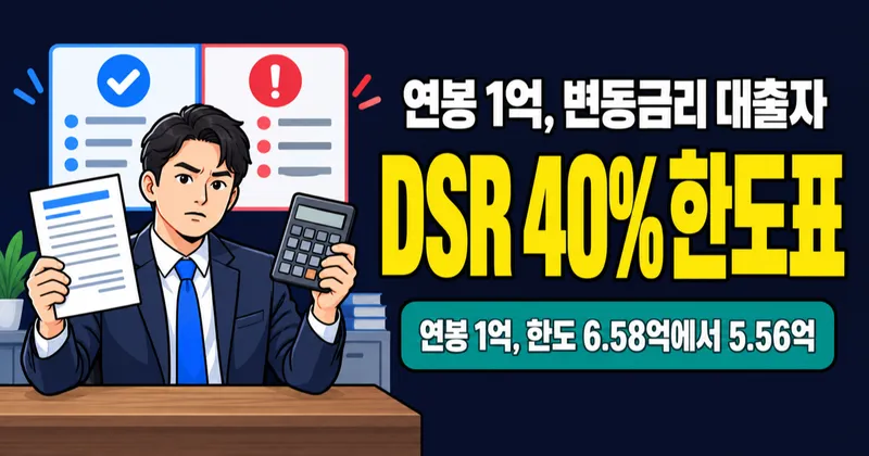 DSR 40%, 스트레스 DSR 3단계로 대출 한도 1억 줄었다 — 2026 은행 기준