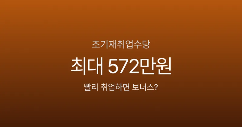 조기취업수당 조건 5가지, 빨리 취업하면 최대 572만원 일시금 수령