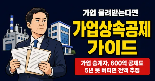 가업상속공제 최대 600억, 세금 0원? 5년 못 버티면 전액 토해냅니다