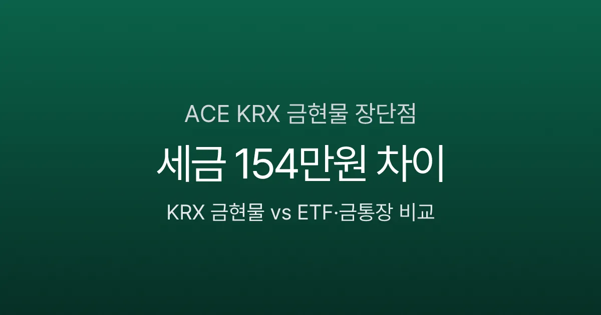 ACE KRX 금현물 장단점, 같은 금값인데 세금 154만원 차이 (vs ETF·금통장)