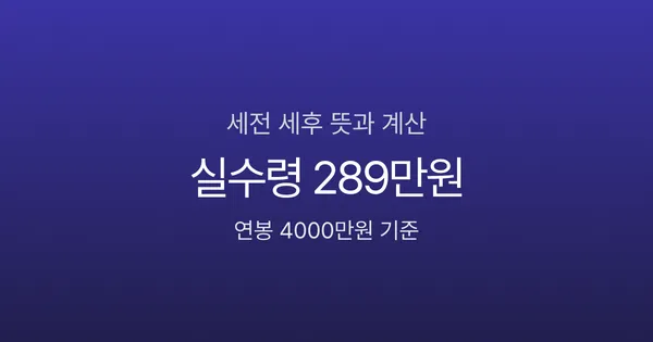 세전 세후 뜻과 계산, 연봉 4000만원이면 실수령 289만원뿐?