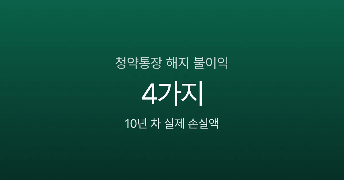 청약통장 해지 불이익 4가지, 10년 차가 계산한 실제 손실액