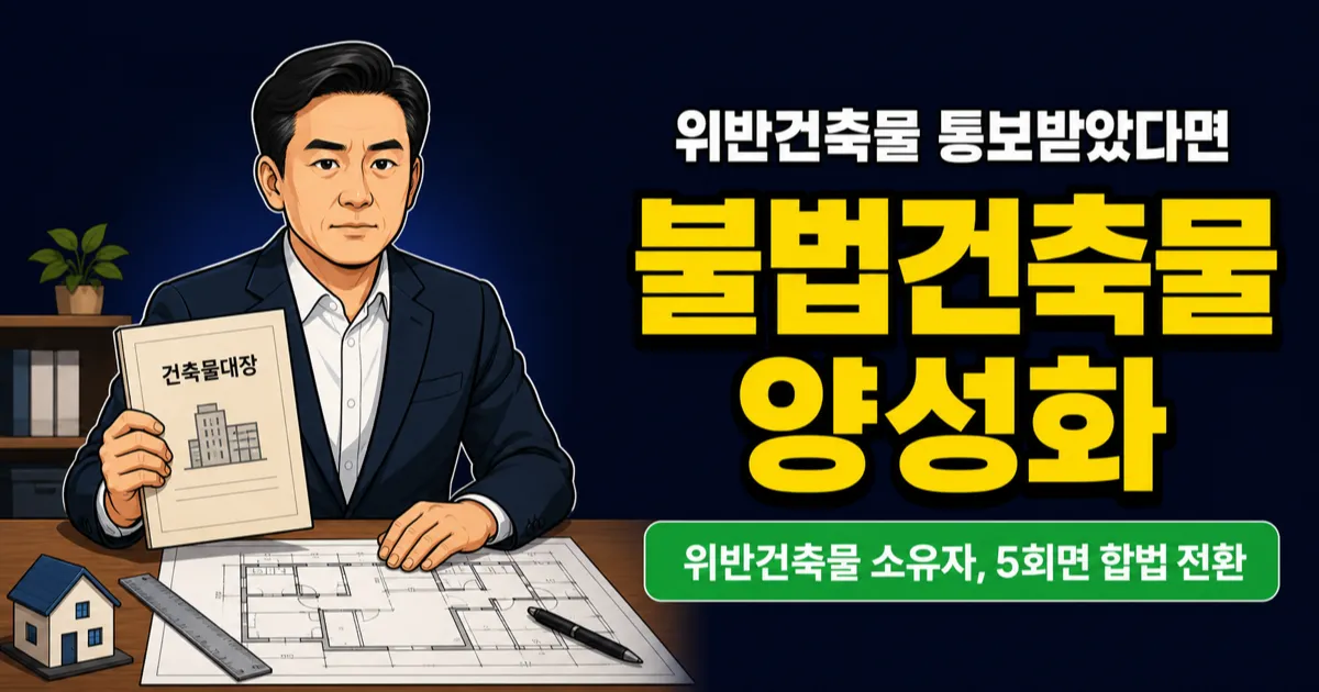 불법건축물 양성화 특별법 2026, 이행강제금 5회면 합법 전환되나?