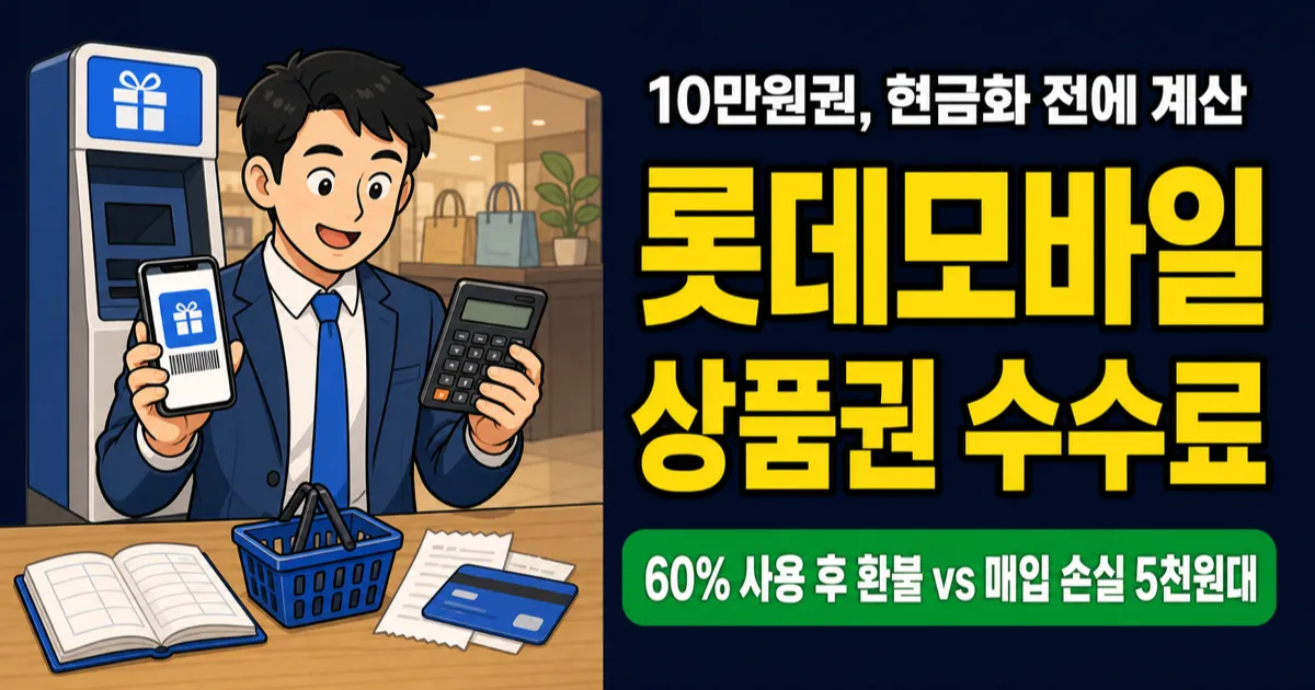 롯데모바일상품권 수수료 10만원권, 공식 환불 vs 매입 얼마 차이?