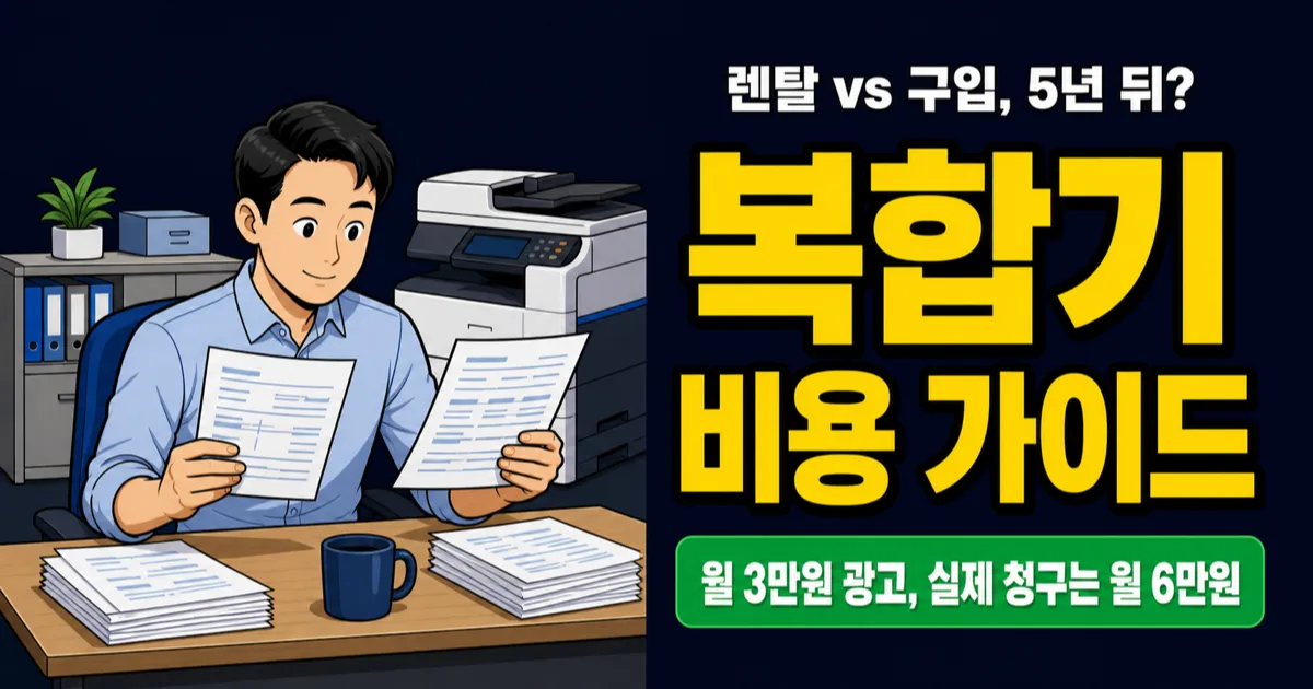 복합기 렌탈 월 3만원 vs 구입 80만원, 5년 토너·드럼까지 더하면 누가 이길까?