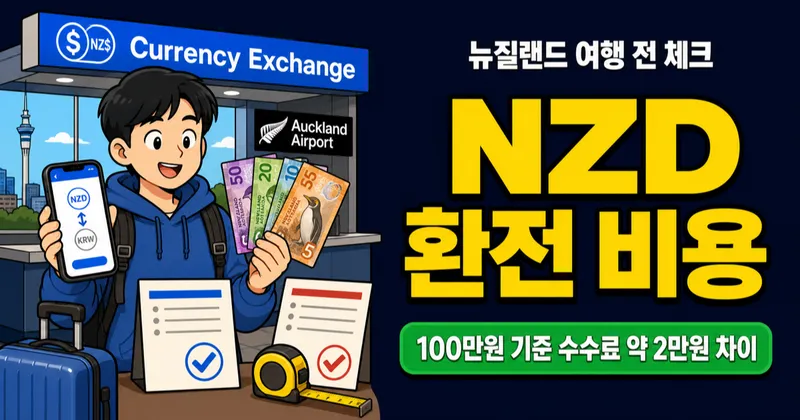 뉴질랜드환율 100만원 환전, 수수료 2만원 넘을까?