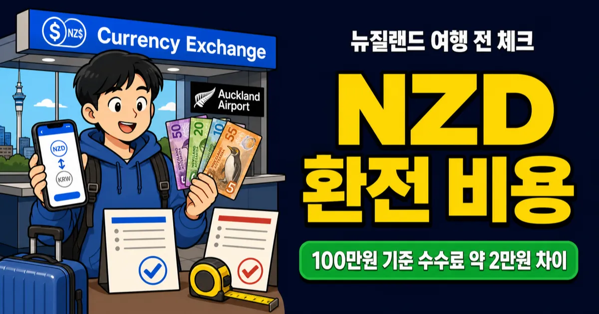 뉴질랜드환율 100만원 환전, 수수료 2만원 넘을까?