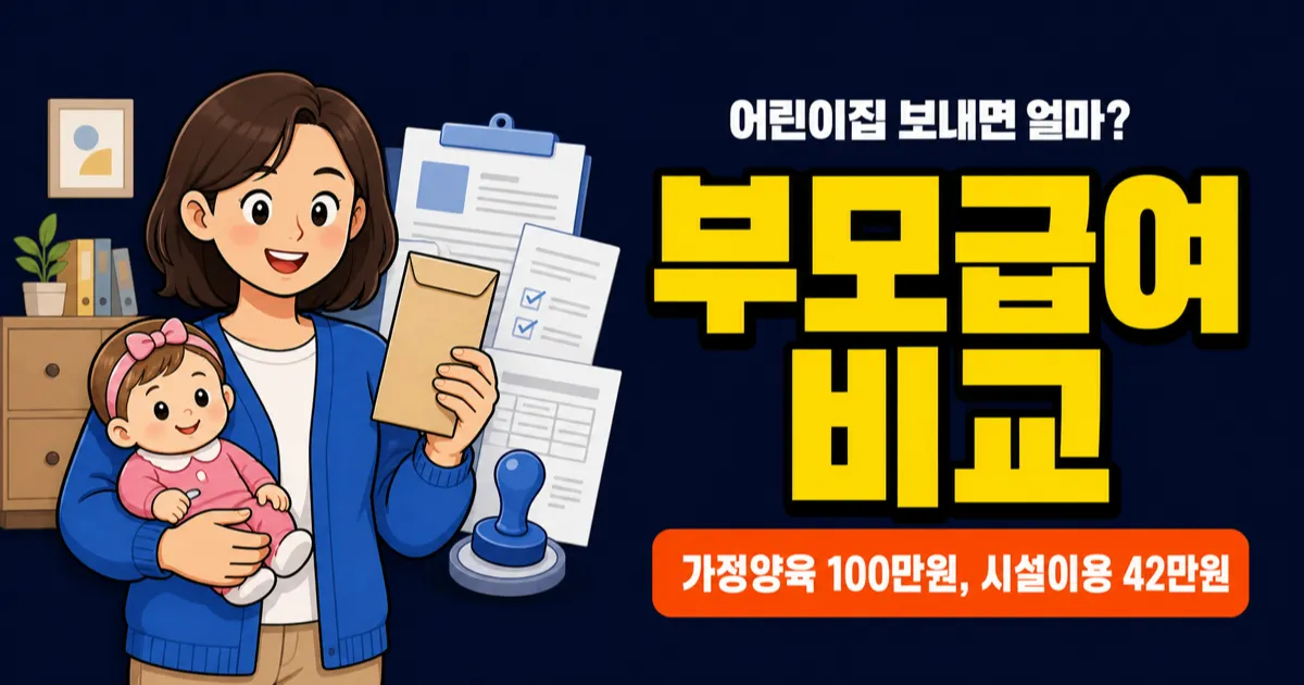 부모급여, 어린이집 보내면 42만원만 준다고요? 가정양육과 차이 비교
