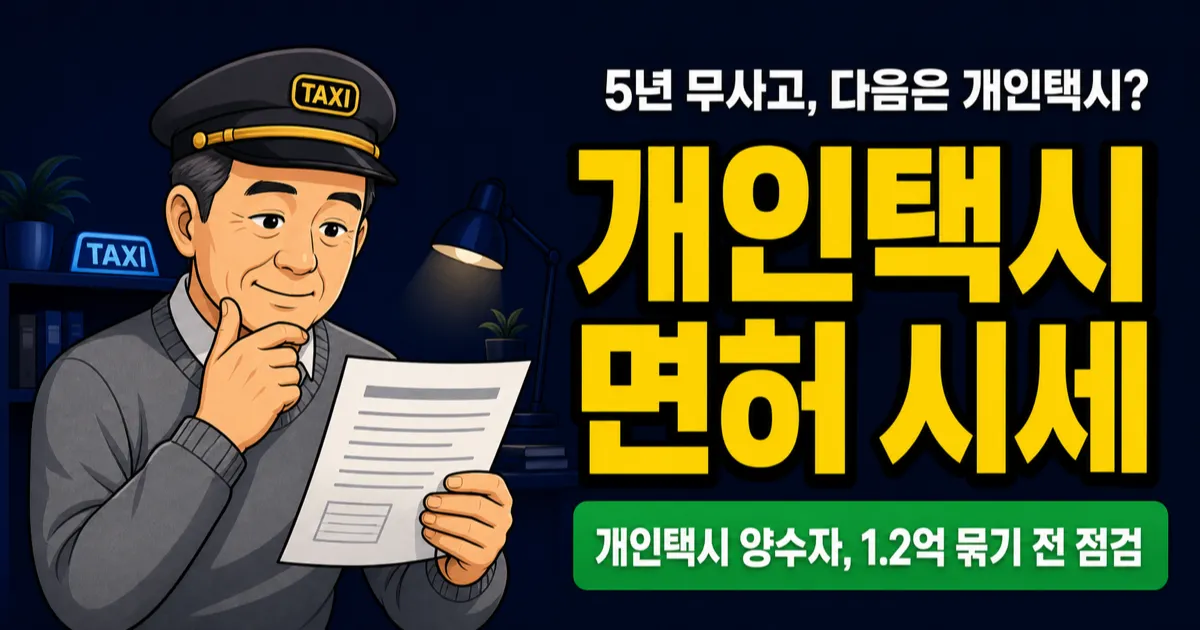 개인택시 면허 1억 1,500만원, 5년 무사고·교육 52만원이면 가능?