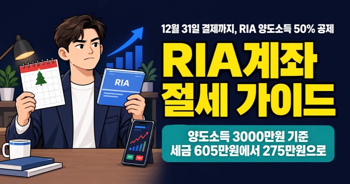 RIA계좌 양도세, 12월 31일 넘기면 330만원 더 낸다 — 감면율 비교