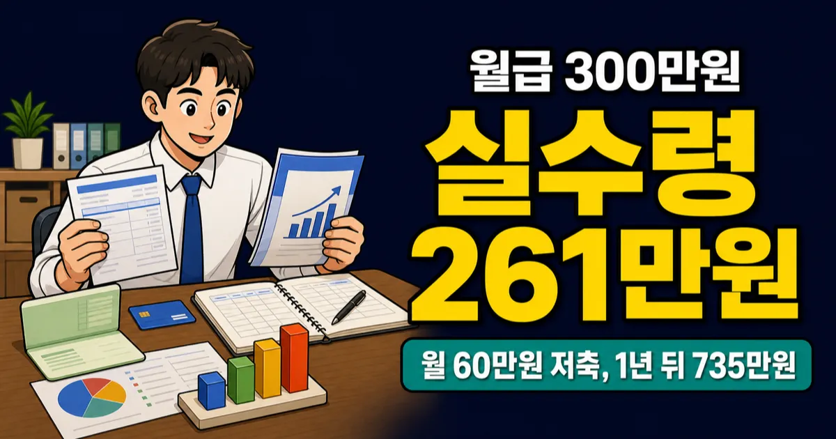 월급 300만원 실수령액 261만원, 월 60만원 저축하면 1년 뒤 얼마?