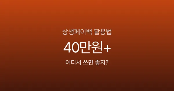 상생페이백 30만원이 40만원 된다고요? 이렇게 쓰면 됩니다