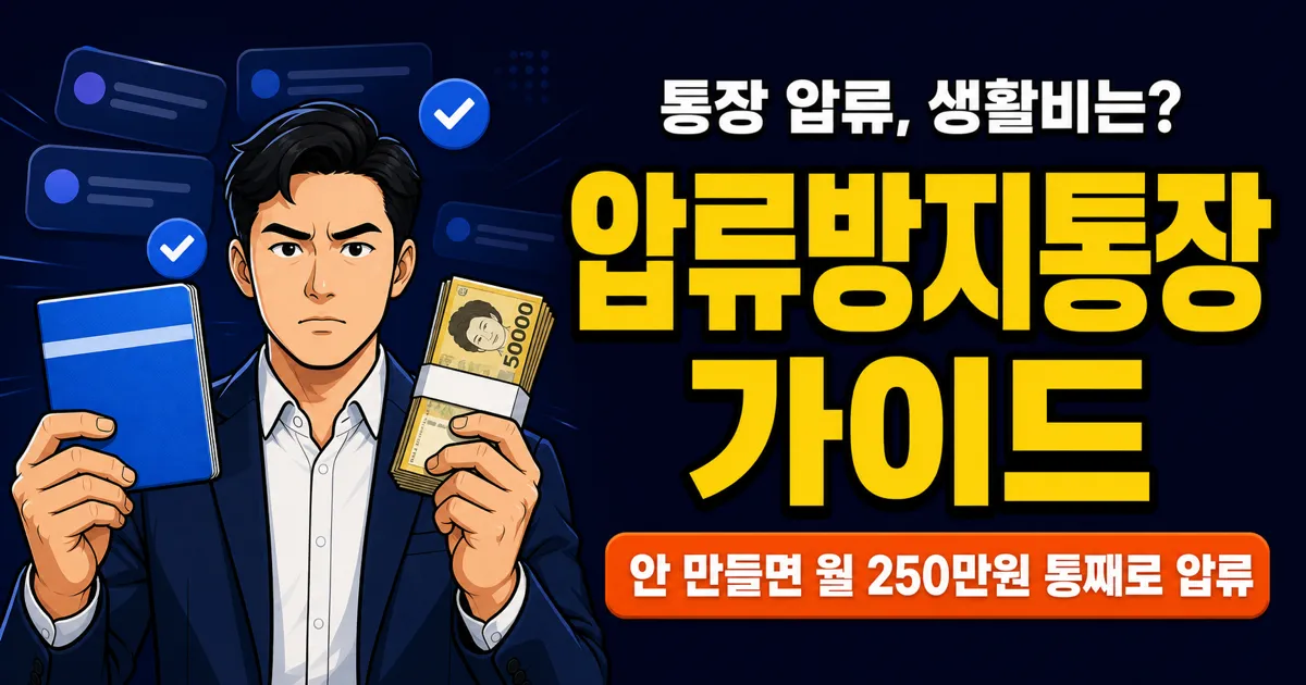 압류방지통장 개설 조건·은행 — 2026년 월 250만원 자동 보호