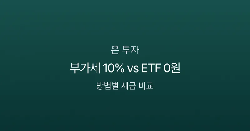 실버바 부가세 10%, 은 ETF는 0원 — 은 투자 방법별 세금 비교