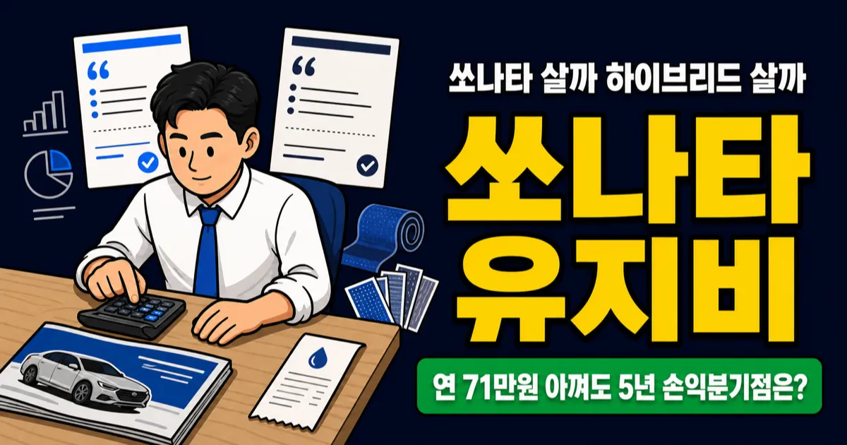 쏘나타 하이브리드 유지비, 연 71만원 아껴도 5년엔 손해일까?