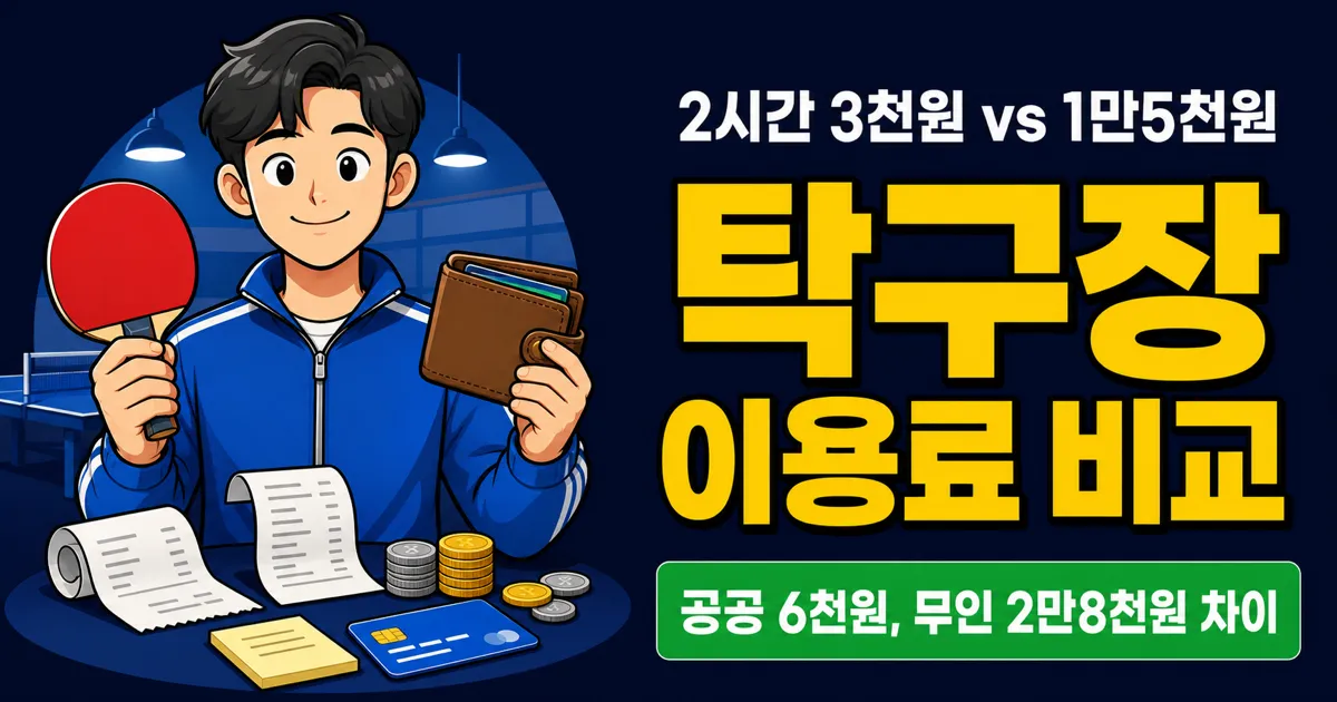 탁구장 이용료 2시간 3천원 vs 무인 1시간 1만5천원, 뭐가 쌀까?