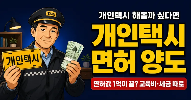 개인택시 면허 양도 비용, 서울 1억 1천만원? 양수교육·세금까지 진짜 총액