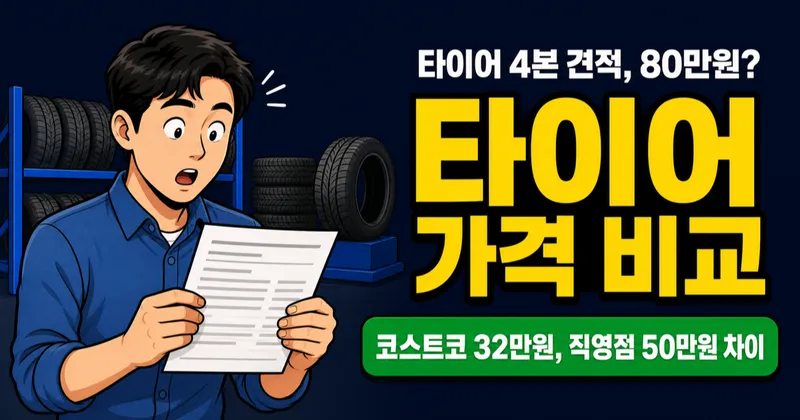 타이어 가격 비교, 코스트코 32만원 vs 직영점 50만원 4본 실총액 차이는?