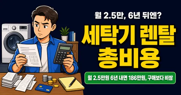 세탁기 렌탈 비용 월 2.5만원, 6년이면 구매보다 비쌀까?