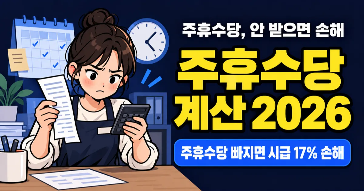 주휴수당 계산 2026, 최저시급 10,320원인데 포함 시급은 12,384원