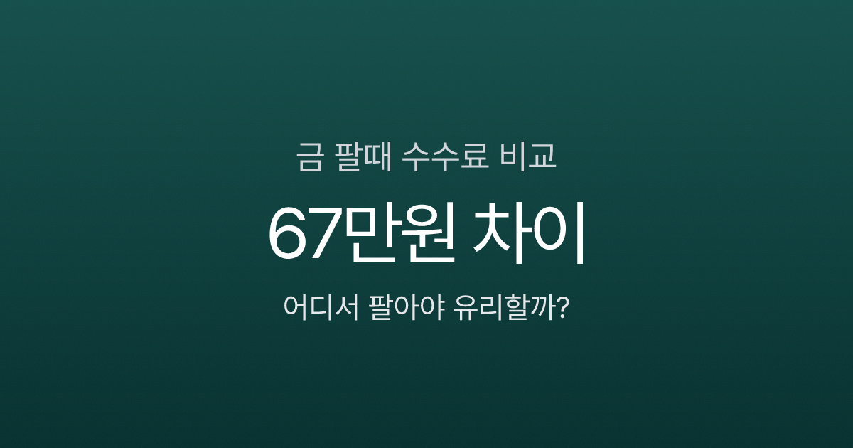 금 팔때 수수료 비교: 금은방 10% vs KRX 0.3%, 67만원 차이